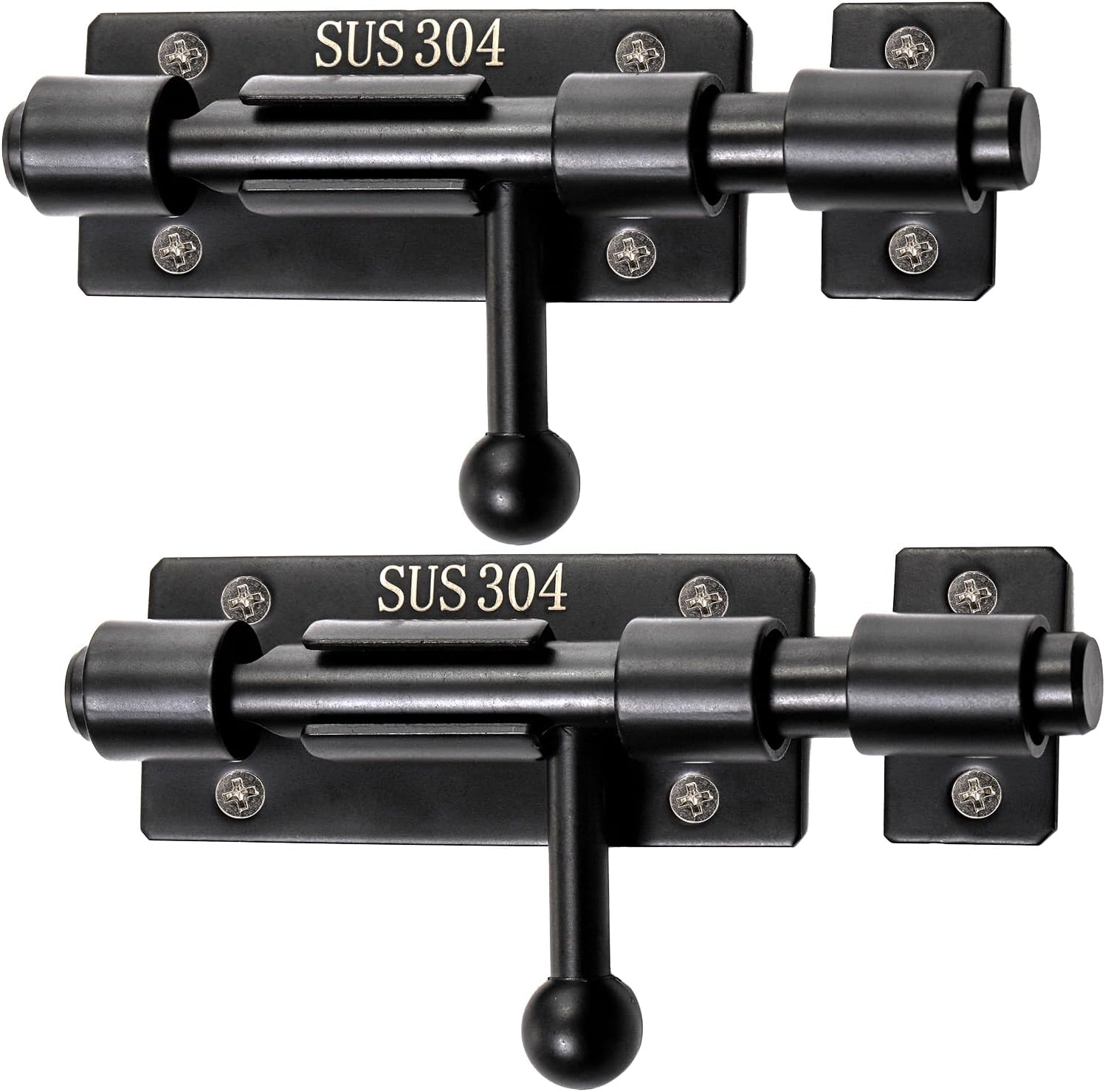 2 Pack Stainless Steel Door Bolt Latch with Padlock Hole - Heavy Duty Slide Lock for Wine Cabinet, Bathroom, Garage, Closet