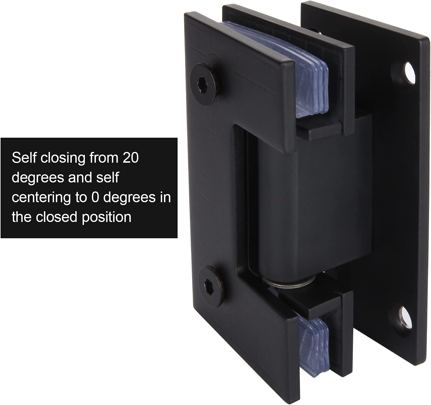 2-Pack Stainless Steel Glass Shower Door Hinges, 90 Degree Replacement Parts with Mounting Hardware - Black Finish for 3/8” to 1/2” Glass - WildKart