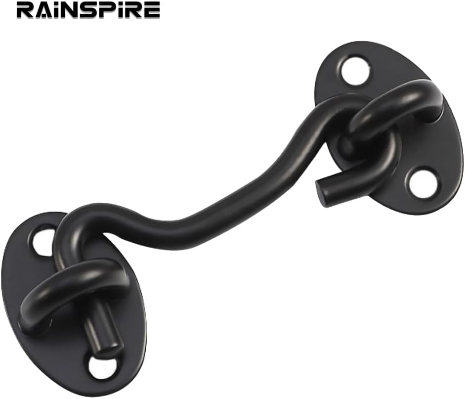 2 Pack Stainless Steel Privacy Hook and Eye Latch for Barn Door - 4 Inch Black Gate Lock for Gate Shutters, Windows, Sheds, and Cabinets