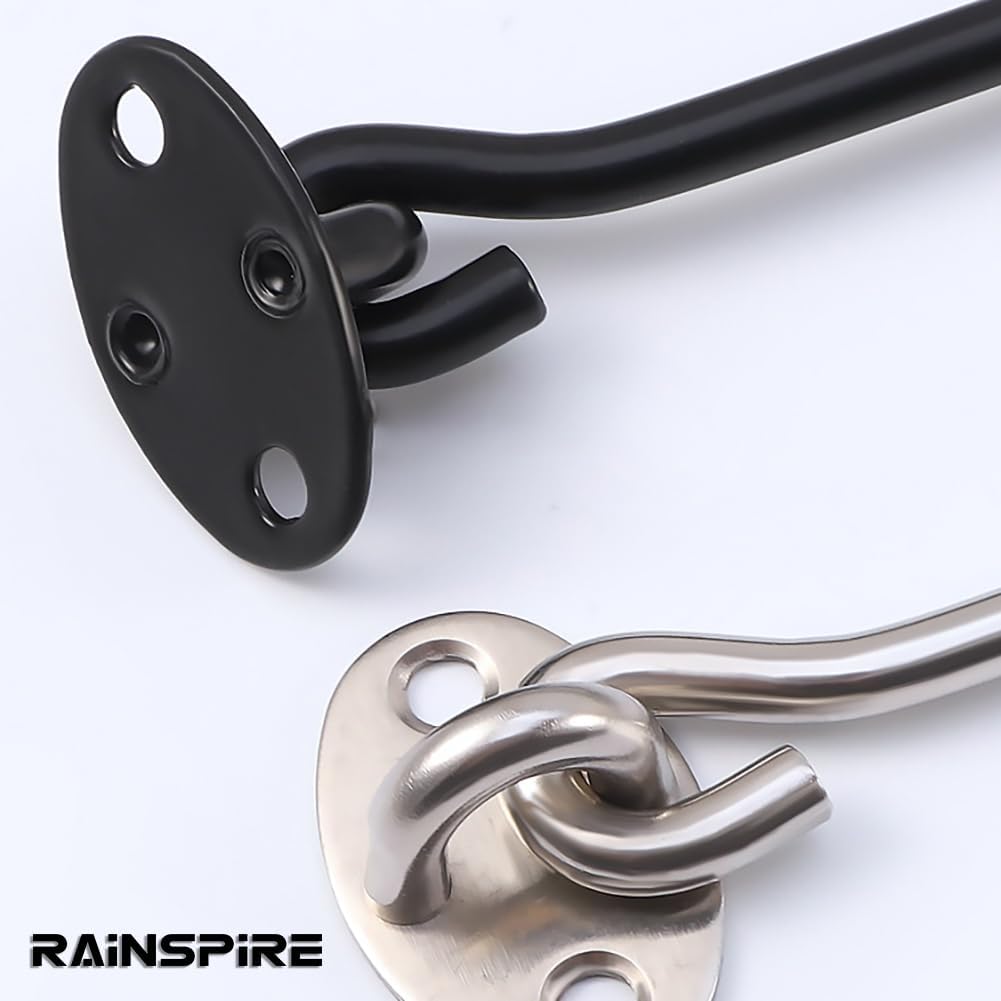 2 Pack Stainless Steel Privacy Hook and Eye Latch for Barn Door - 4 Inch Black Gate Lock for Gate Shutters, Windows, Sheds, and Cabinets