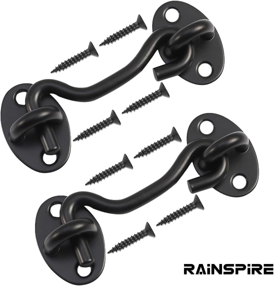 2 Pack Stainless Steel Privacy Hook and Eye Latch for Barn Door - 4 Inch Black Gate Lock for Gate Shutters, Windows, Sheds, and Cabinets