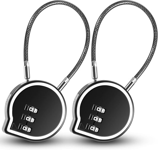 2 Pack Sturdy Zinc Alloy Padlock with 3 Digit Combination Code for Lockers, Cabinets, and Gyms - WildKart