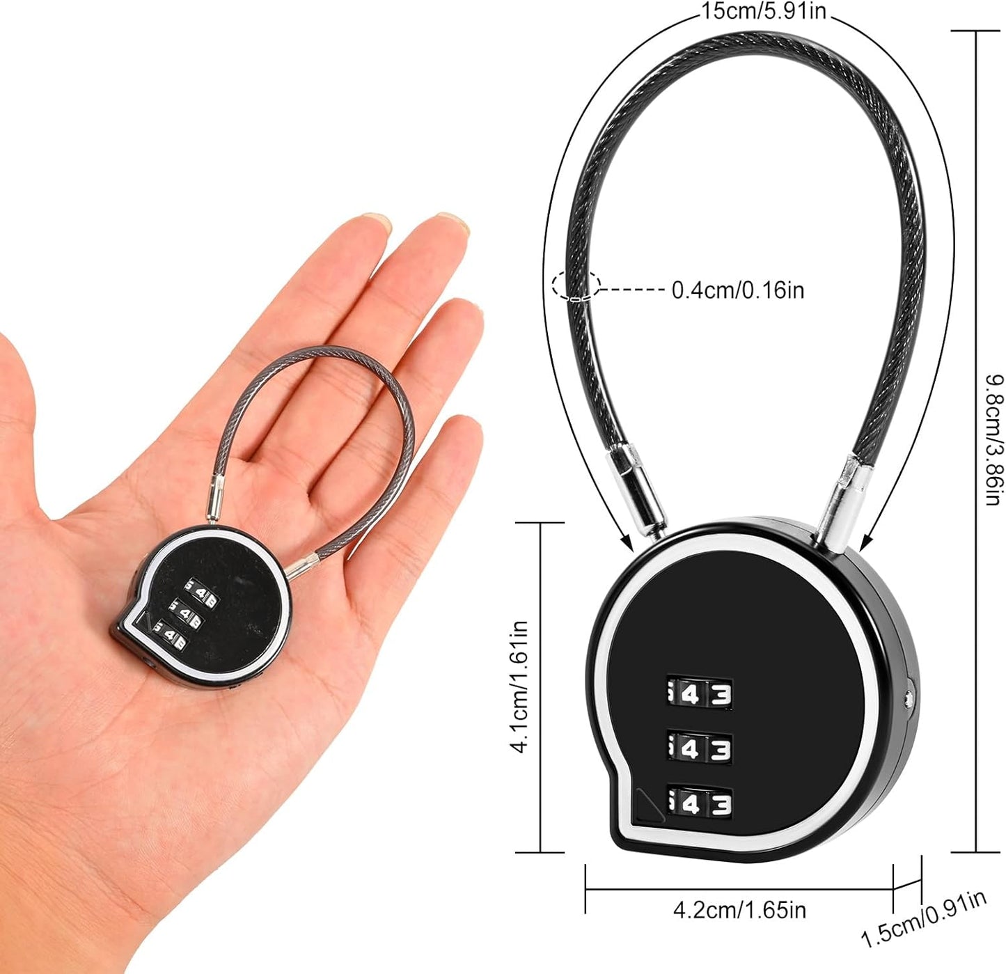 2 Pack Sturdy Zinc Alloy Padlock with 3 Digit Combination Code for Lockers, Cabinets, and Gyms - WildKart