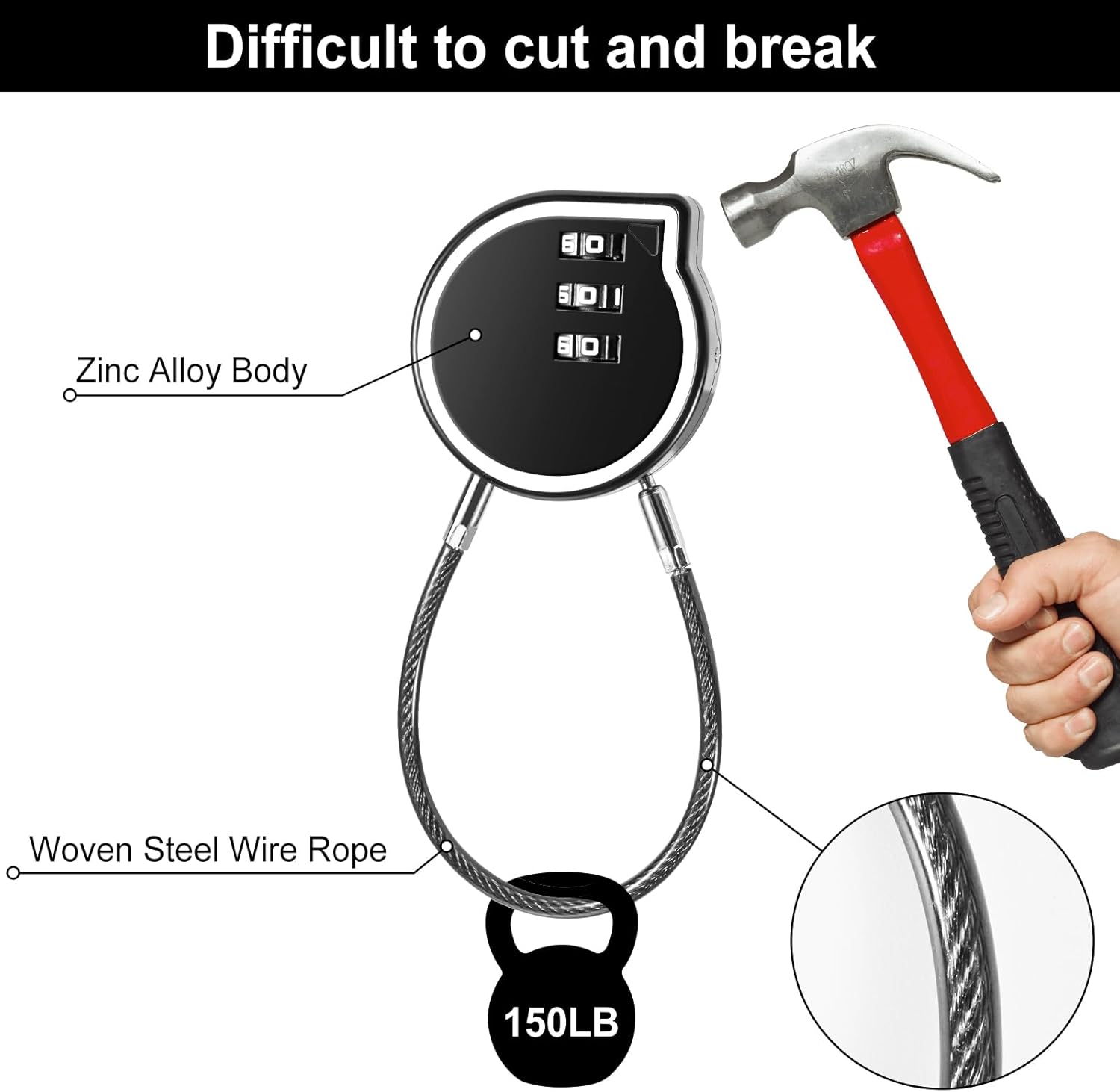 2 Pack Sturdy Zinc Alloy Padlock with 3 Digit Combination Code for Lockers, Cabinets, and Gyms - WildKart