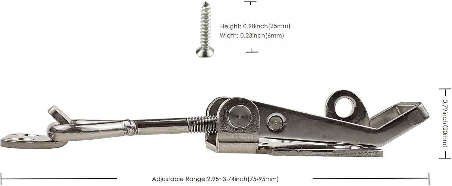 2 Pack SYINE Adjustable Buckle Cabinet Boxes Lever Handle Toggle Catch Latch Lock, SK-1S, 75-95mm Range, with Screws