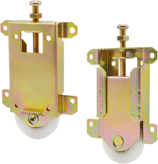 2 Pack TPard Sliding Mirror Closet Door Rollers Replacement Hardware - Fits Contractors Part #W8020C - 2-5/16" Vertical H.C. - 1-1/2" Nylon Concaved Ball Bearing Wheel - Wardrobe Doors Wheels