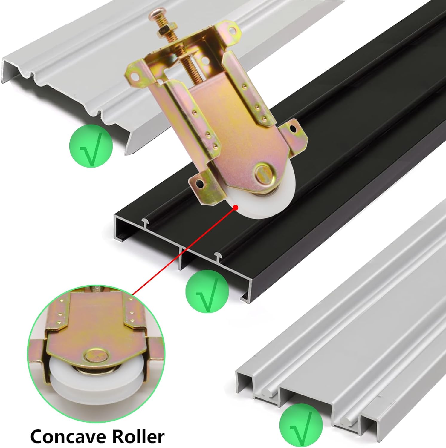 2 Pack TPard Sliding Mirror Closet Door Rollers Replacement Hardware - Fits Contractors Part #W8020C - 2-5/16" Vertical H.C. - 1-1/2" Nylon Concaved Ball Bearing Wheel - Wardrobe Doors Wheels