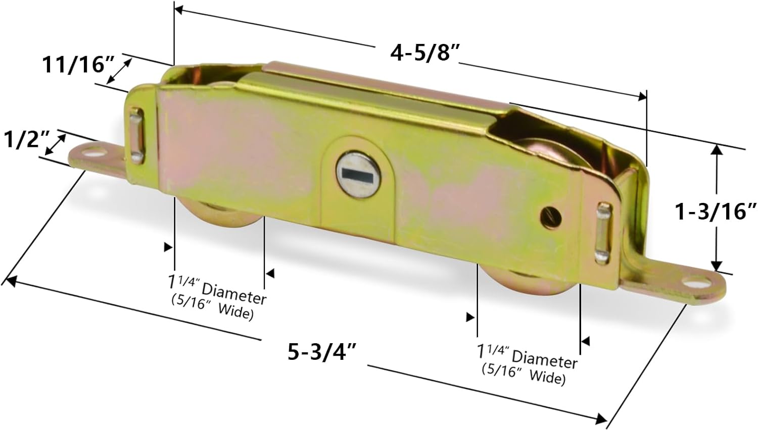 2 Pack TPard Sliding Patio Door Rollers Replacement Hardware for Jeld Wen, Truth, Milgard, Marvin - 1-1/4" Steel Ball Bearing Wheels - Side Adjustable - 5-3/4" H.C.