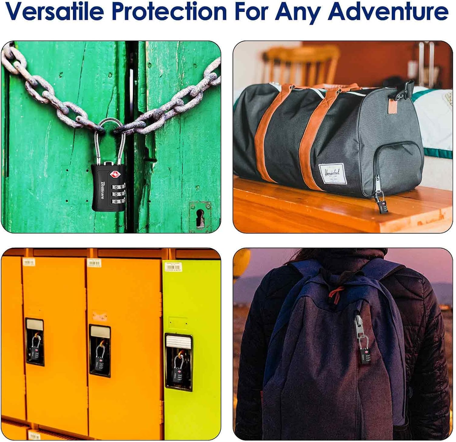 2 Pack TSA Approved Combination Travel Cable Padlocks - Waterproof 3-Digit Lock for Luggage, Lockers, Bags, Gym, Gate - Black - WildKart