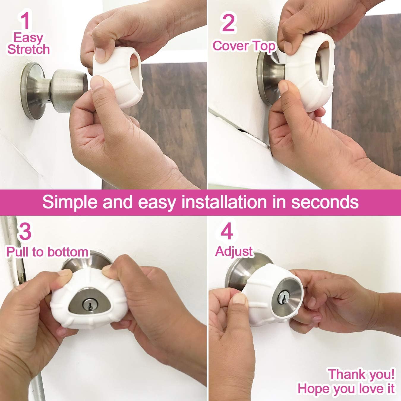 2 Pack Upgraded Ergonomic Door Knob Cover Grips - Non-Slip Design for Arthritis and Senior Living - Universal Size, Black