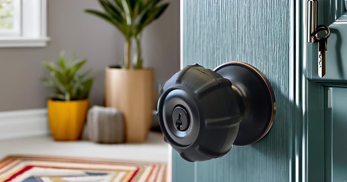 2 Pack Upgraded Ergonomic Door Knob Cover Grips - Non-Slip Design for Arthritis and Senior Living - Universal Size, Black