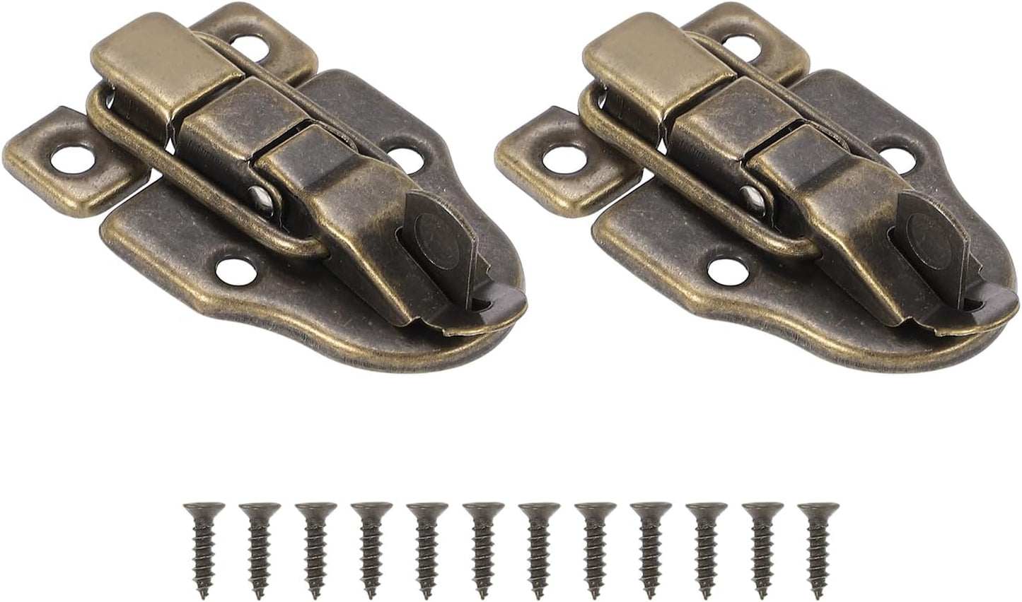 2 Pack Vintage Bronze Metal Box Toggle Latch with Padlock Hole for Jewelry Cabinet