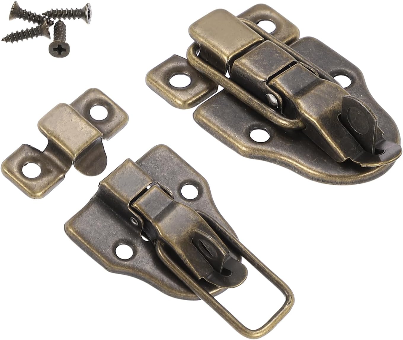 2 Pack Vintage Bronze Metal Box Toggle Latch with Padlock Hole for Jewelry Cabinet