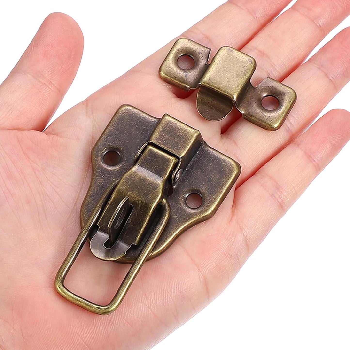 2 Pack Vintage Bronze Metal Box Toggle Latch with Padlock Hole for Jewelry Cabinet