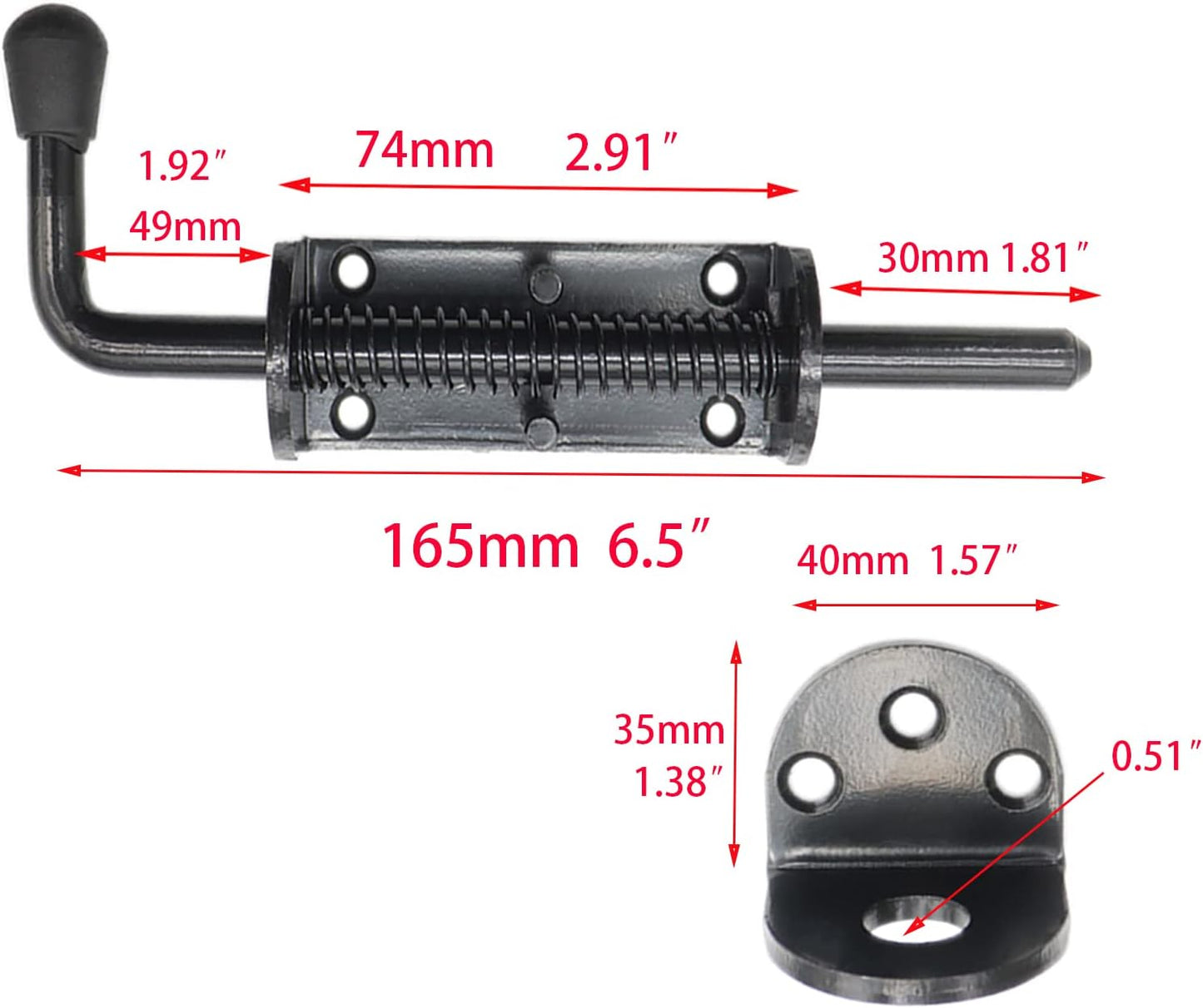 2 Pack Wulankd Black 6.5 Inch Heavy Duty Spring Loaded Latch Pin for Chests/Cabinets/Utility Trailer Gate