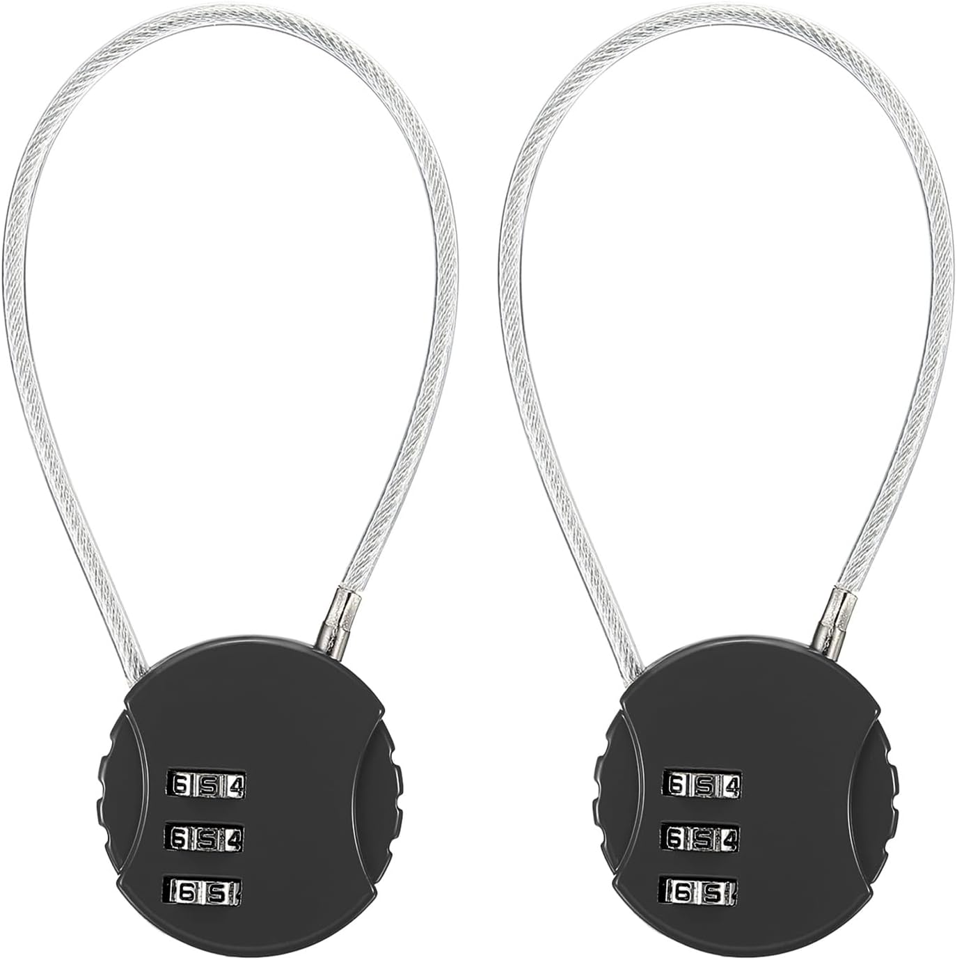 2 Pack YOKIVE Combination Locks, Waterproof 3-Digit Code Padlock for Outdoor Use - Ideal for Luggage, Gym Lockers, Bicycles, Backpacks - Black, 7.8-Inch Wire Rope Locks