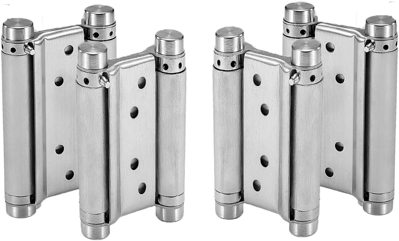 2 Pairs Heavy Duty 5" Stainless Steel Saloon Door Swing Spring Hinges - Auto-Plaza Double Action Self Closing