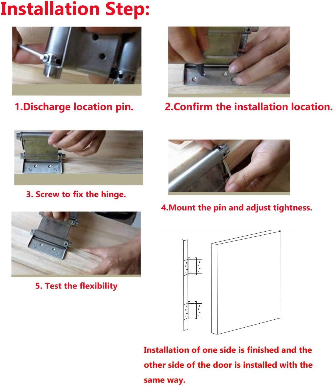 2 Pairs Heavy Duty 5" Stainless Steel Saloon Door Swing Spring Hinges - Auto-Plaza Double Action Self Closing