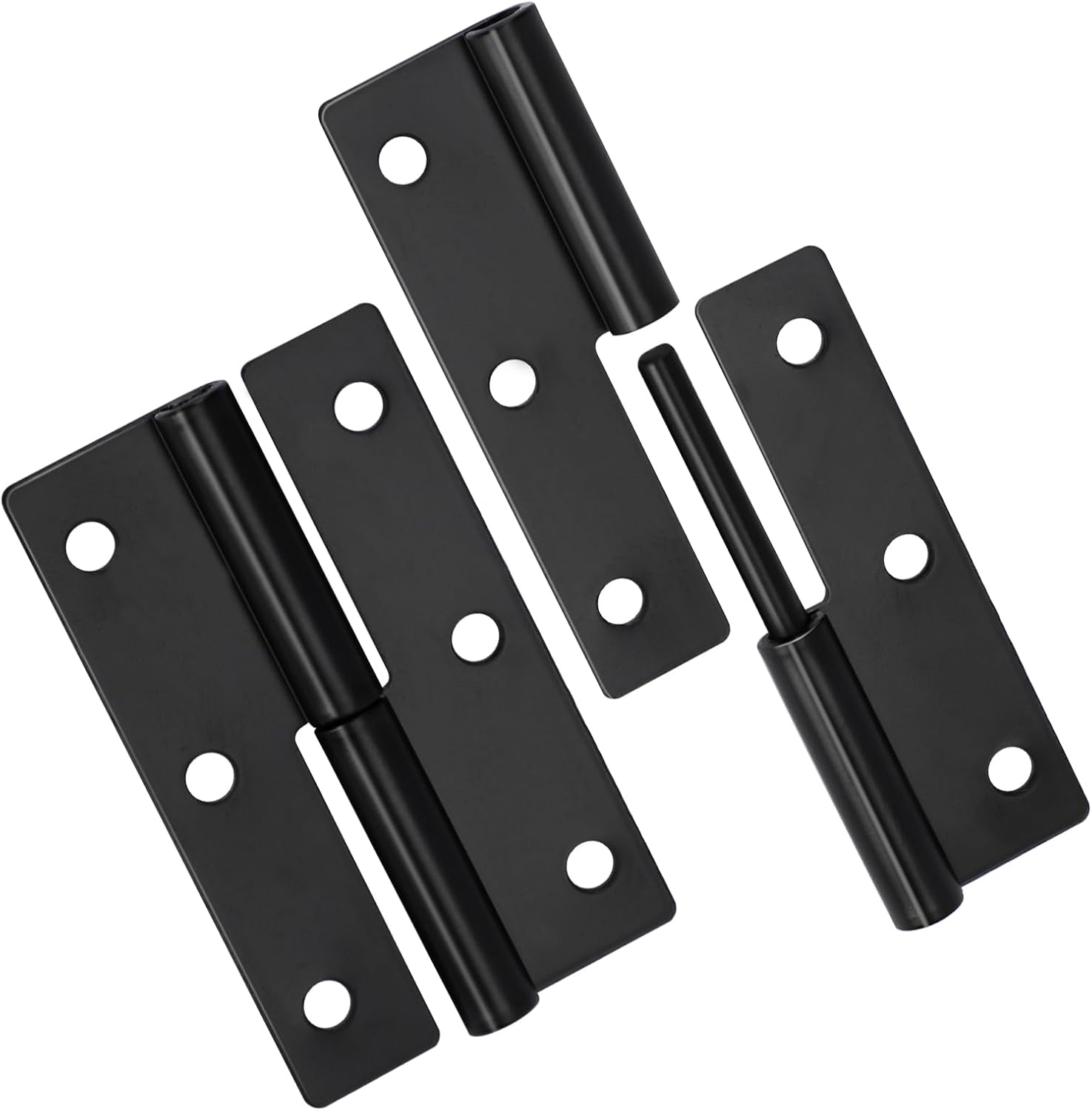 2 PCS Black Stainless Steel Detachable Lift Off Hinges for Cabinet Doors - Right Handed 2.5Inch Mozeat Lens Slip Joint Flag Hinges