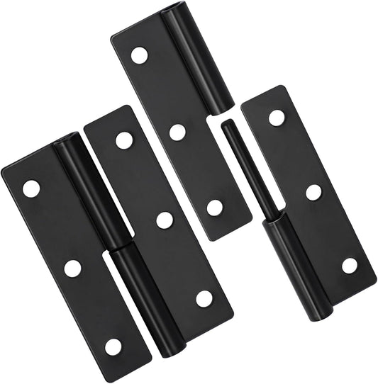 2 PCS Black Stainless Steel Detachable Lift Off Hinges for Cabinet Doors - Right Handed 2.5Inch Mozeat Lens Slip Joint Flag Hinges