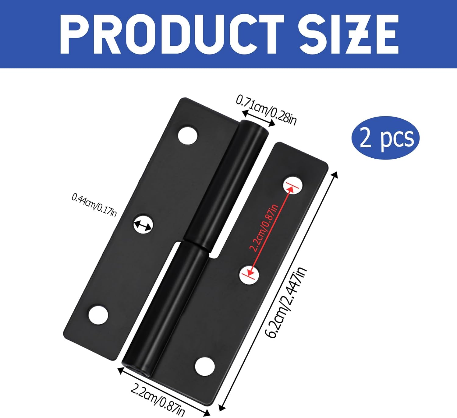 2 PCS Black Stainless Steel Detachable Lift Off Hinges for Cabinet Doors - Right Handed 2.5Inch Mozeat Lens Slip Joint Flag Hinges