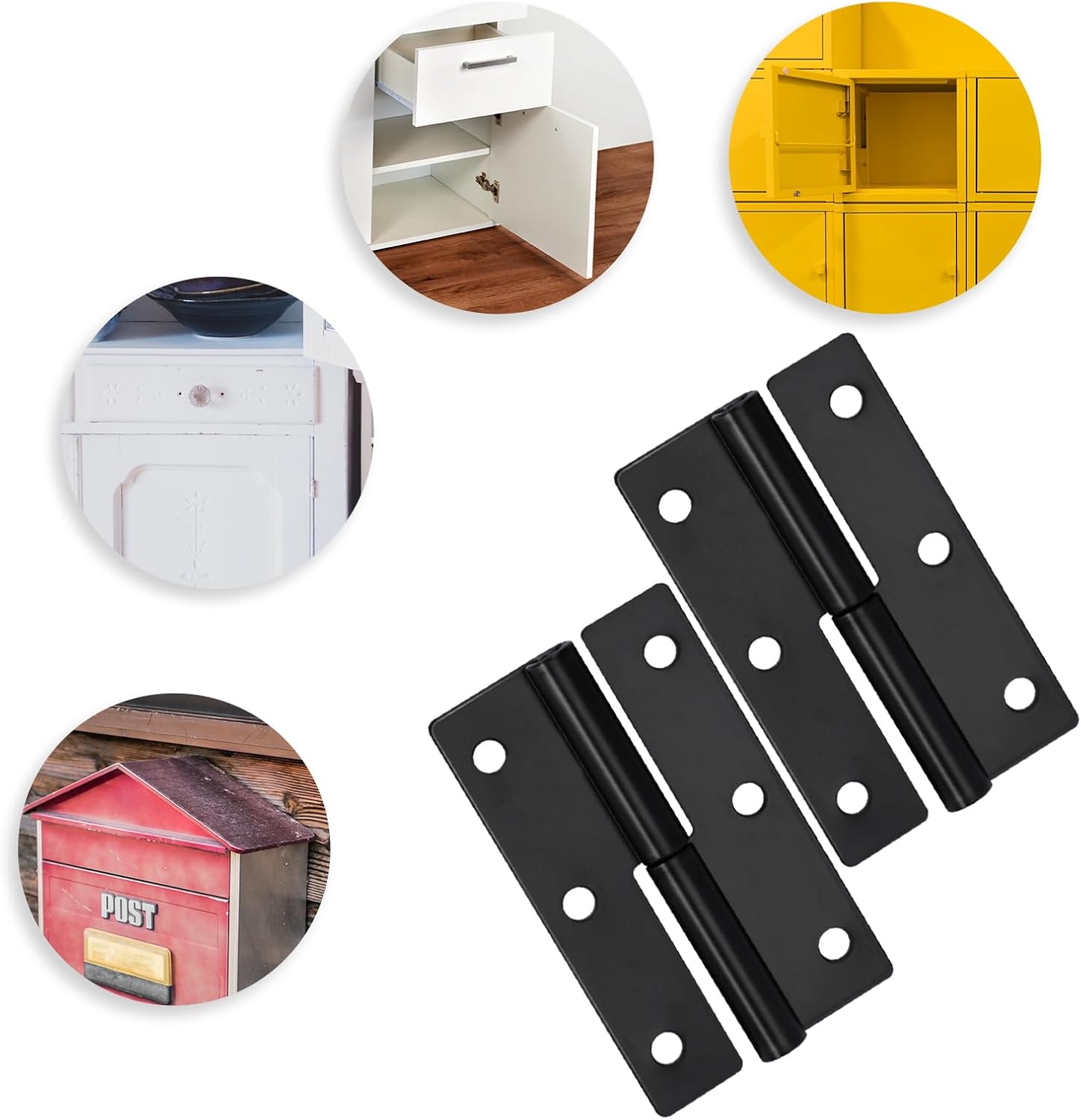 2 PCS Black Stainless Steel Detachable Lift Off Hinges for Cabinet Doors - Right Handed 2.5Inch Mozeat Lens Slip Joint Flag Hinges