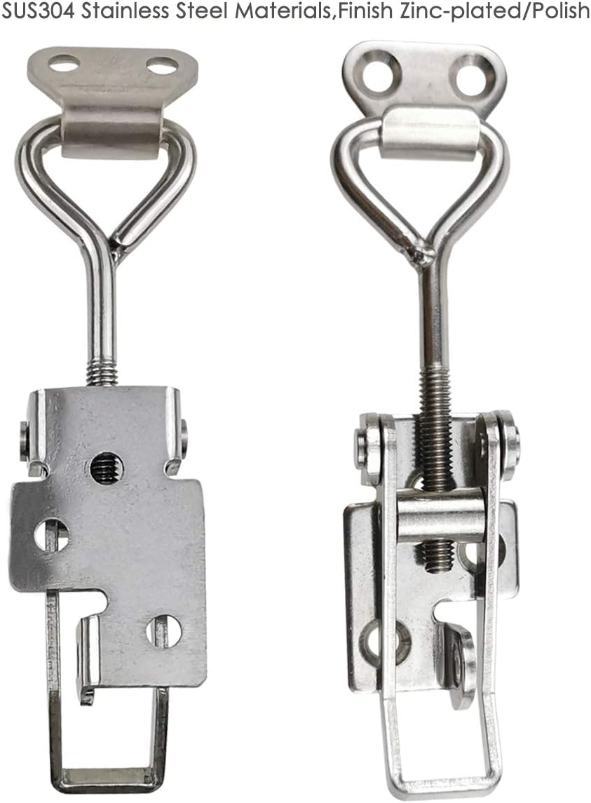 2 Pcs Silver Adjustable Latch Buckle Cabinet Boxes Handle Toggle Catch Lock - Adjustable Range 75-95mm