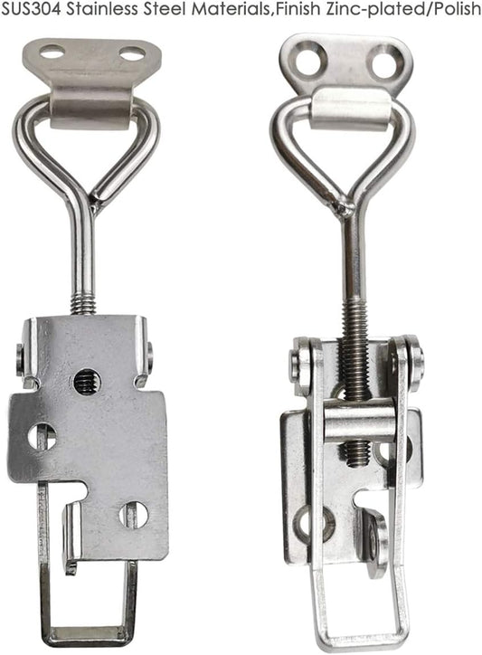 2 Pcs Silver Adjustable Latch Buckle Cabinet Boxes Handle Toggle Catch Lock - Adjustable Range 75-95mm
