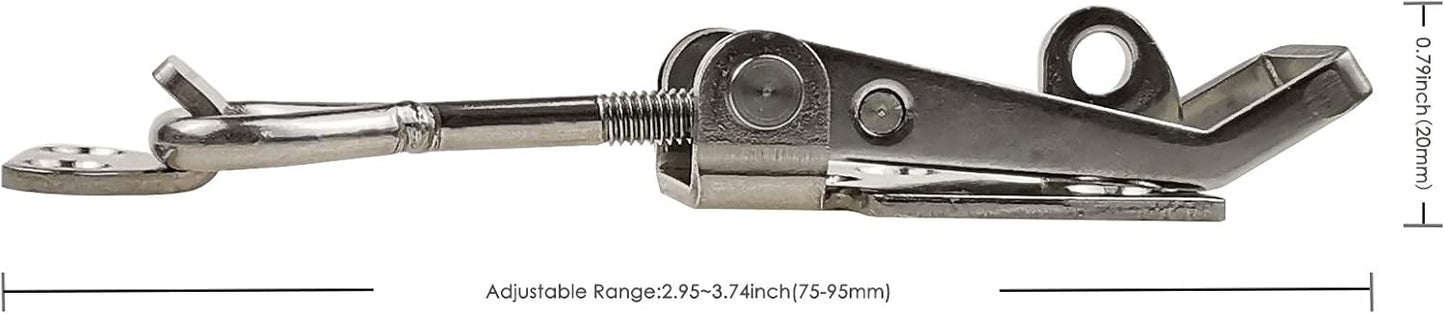 2 Pcs Silver Adjustable Latch Buckle Cabinet Boxes Handle Toggle Catch Lock - Adjustable Range 75-95mm