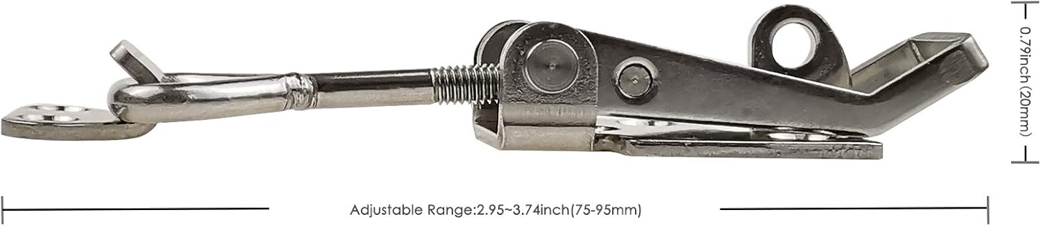 2 Pcs Silver Adjustable Latch Buckle Cabinet Boxes Handle Toggle Catch Lock - Adjustable Range 75-95mm