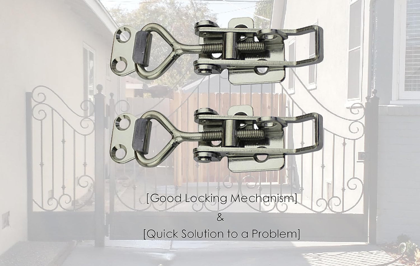2 Pcs Silver Adjustable Latch Buckle Cabinet Boxes Handle Toggle Catch Lock - Adjustable Range 75-95mm