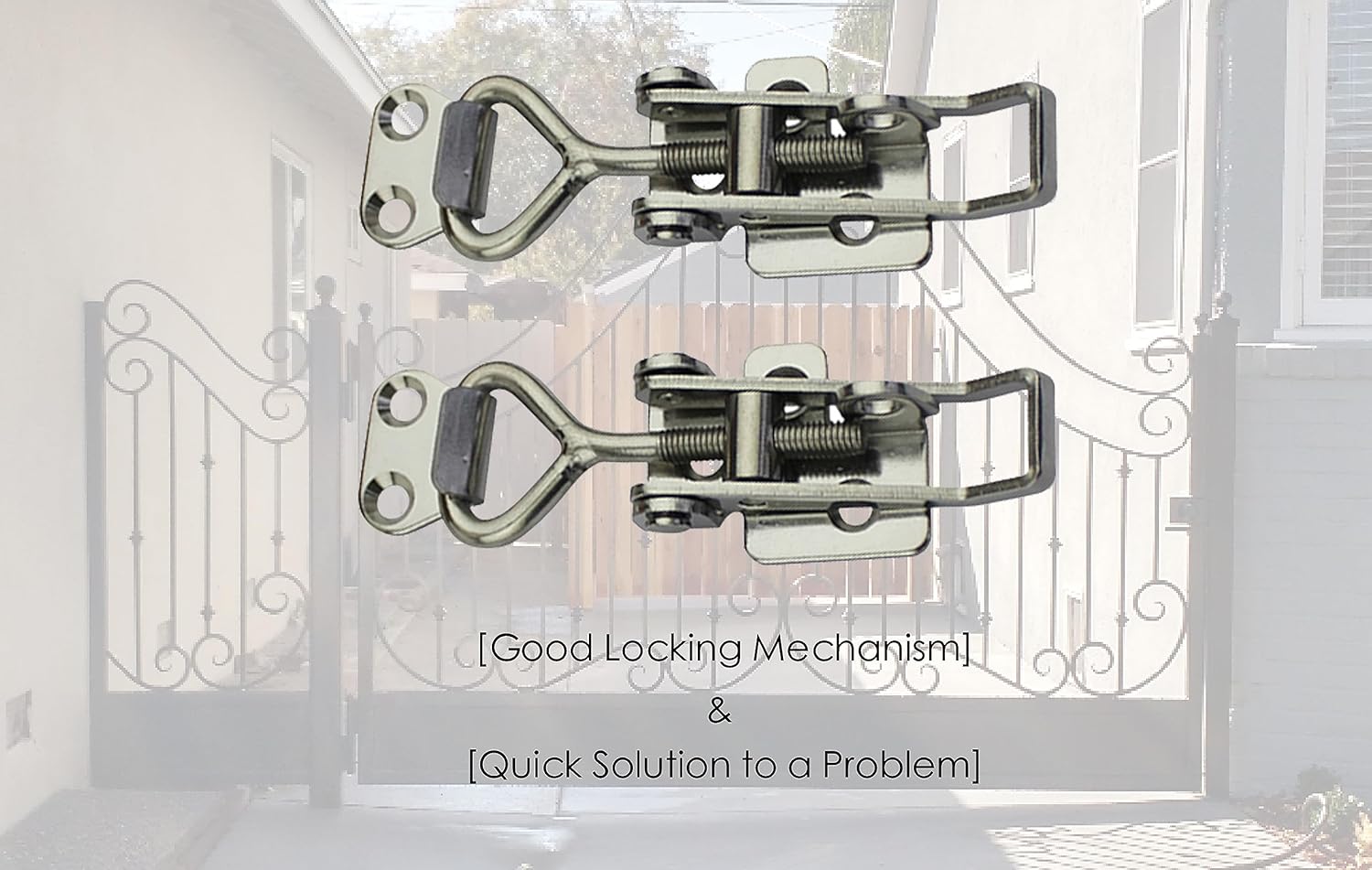 2 Pcs Silver Adjustable Latch Buckle Cabinet Boxes Handle Toggle Catch Lock - Adjustable Range 75-95mm