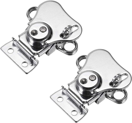 2 Pcs Spring Loaded Butterfly Twist Latch Keeper Toggle Clamp with Padlock Hole for Case Box, 1.65-inch Iron (Silver)