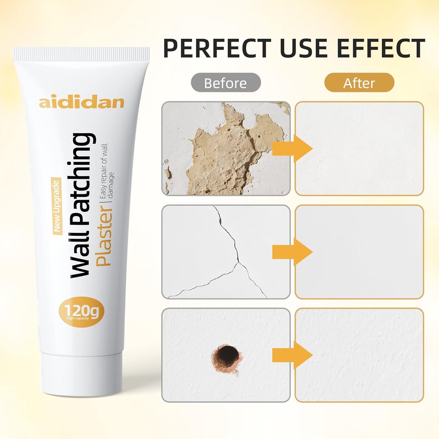 2-Piece Drywall Repair Kit for Quick Home Wall Fix - Spackle Paste, Mending Agent, Putty Plaster, Dent & Scratch Repair - White