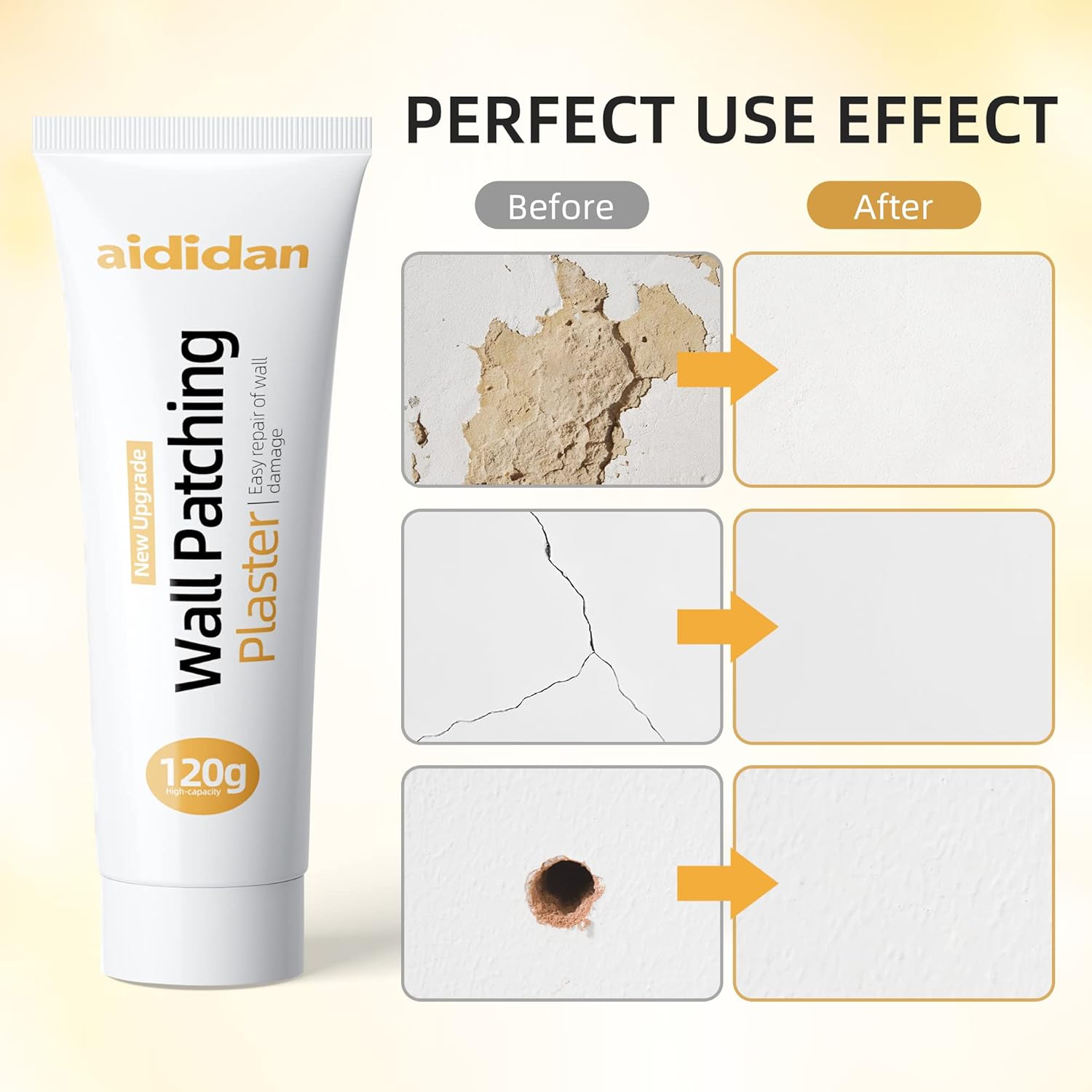 2-Piece Drywall Repair Kit for Quick Home Wall Fix - Spackle Paste, Mending Agent, Putty Plaster, Dent & Scratch Repair - White