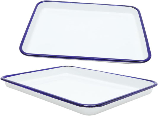 2-Piece Enamel Baking Pan Set with Lid - Round Cake & Loaf Pans, Pizza Pan - Oven & Bread Baking, Kitchen Cookware