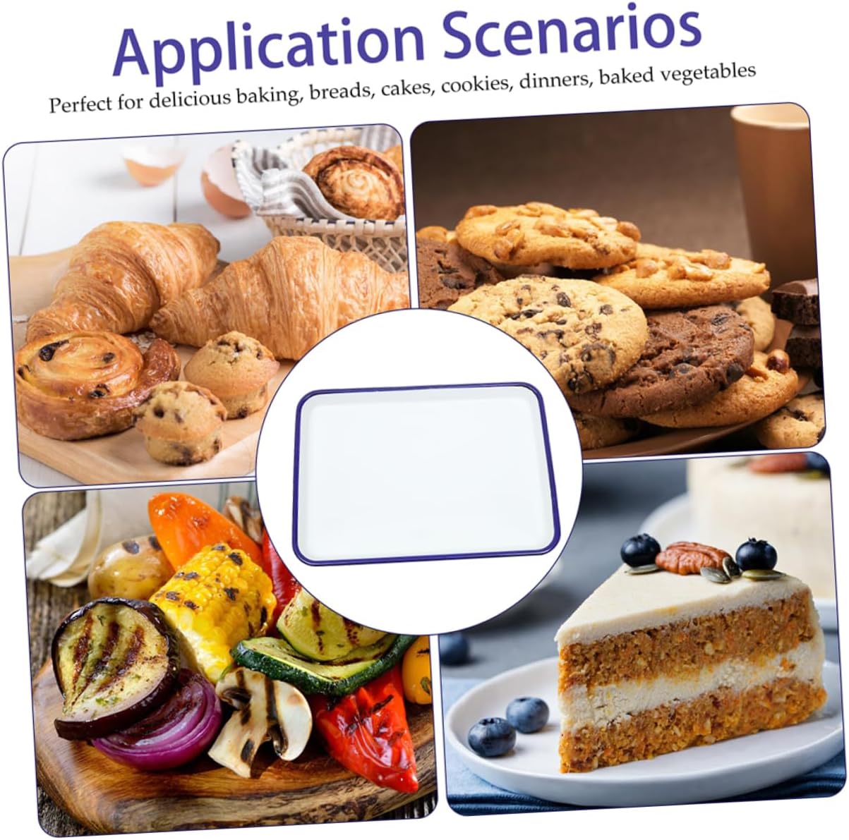 2-Piece Enamel Baking Pan Set with Lid - Round Cake & Loaf Pans, Pizza Pan - Oven & Bread Baking, Kitchen Cookware