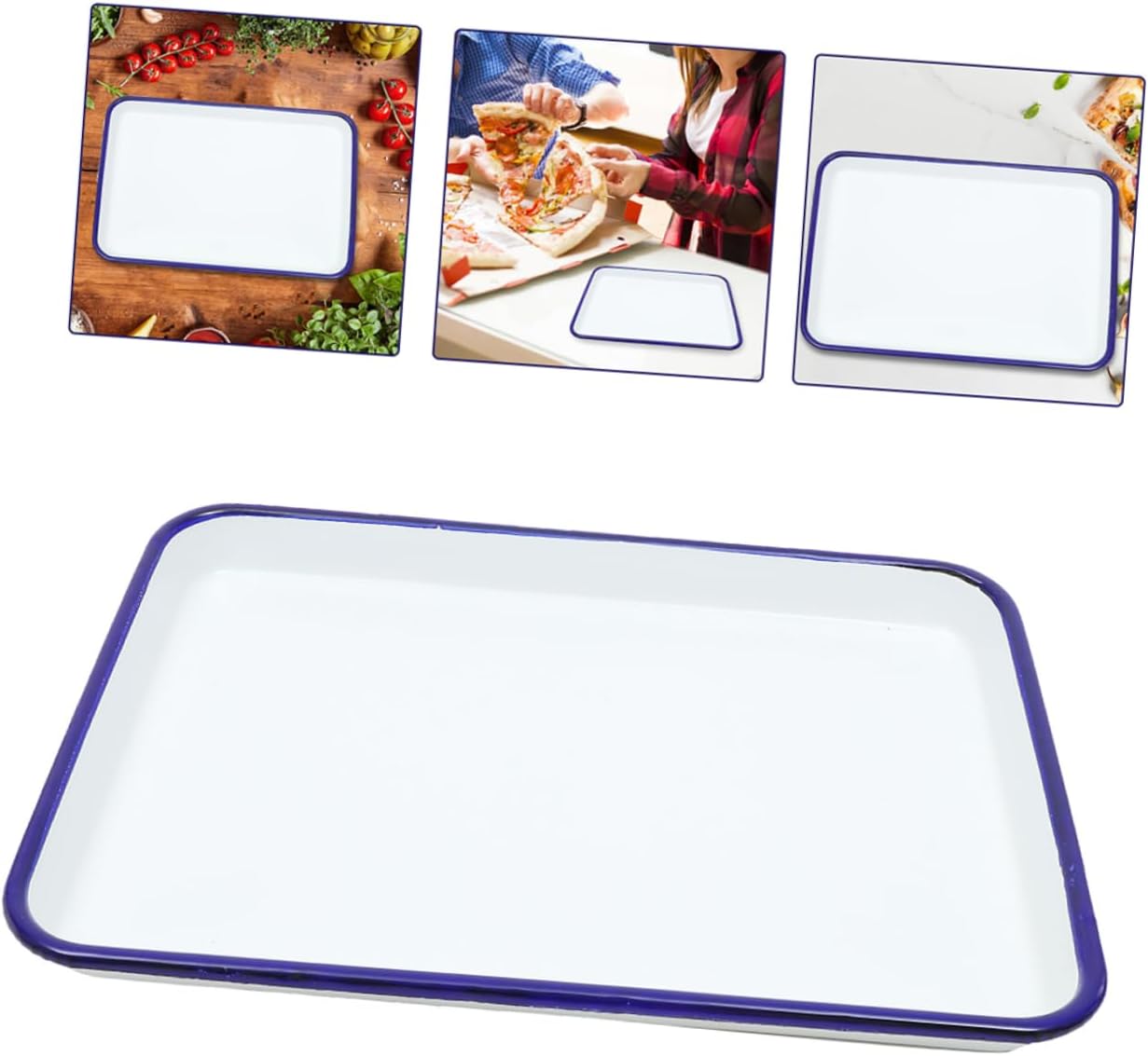 2-Piece Enamel Baking Pan Set with Lid - Round Cake & Loaf Pans, Pizza Pan - Oven & Bread Baking, Kitchen Cookware