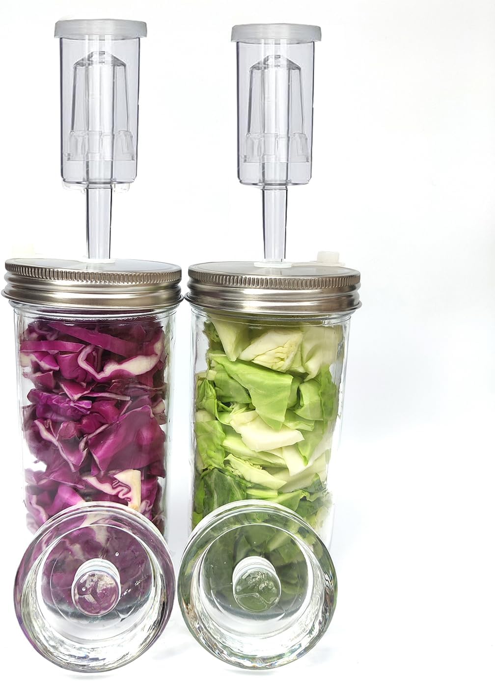 2-Piece Fermentation Kit with Mason Jars, Weights, and Lids for Sauerkraut and Vegetables (0.73L)