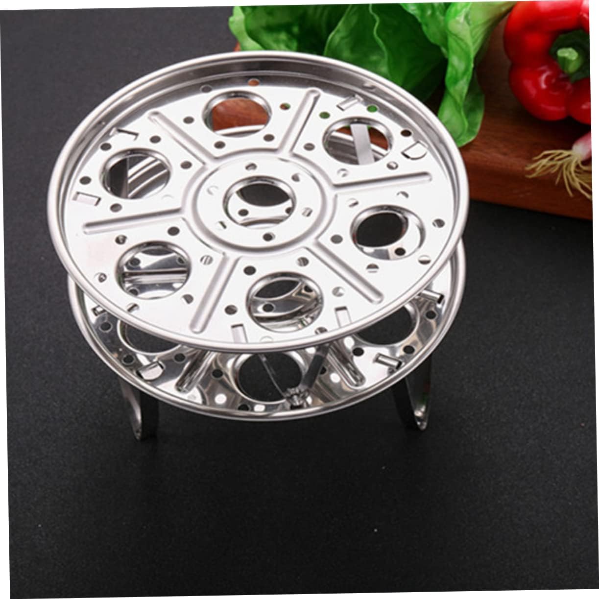 2 Piece Kitchen Cookware Set: Induction Cookware, Air Fryer, Electric Egg Poacher, Steamer Pan, Topper Maker, Boiler Pot, Egg Cracker, Egg Rack, Hard Boiled Egg Peeler, Silver Color