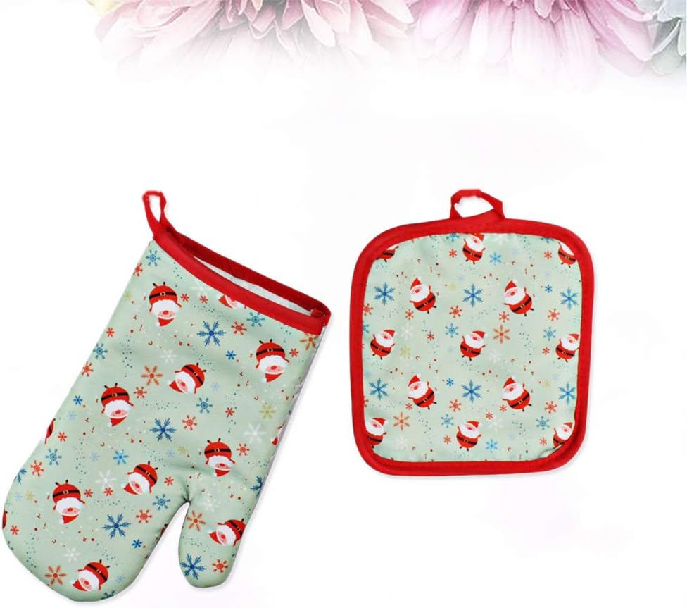 2 Piece Set: Oven Mitts, Microwave Mat, Baking Gloves, Oven Pads - Heat Resistant Kitchen Accessories