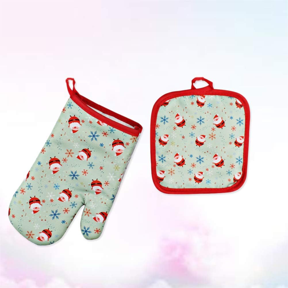 2 Piece Set: Oven Mitts, Microwave Mat, Baking Gloves, Oven Pads - Heat Resistant Kitchen Accessories