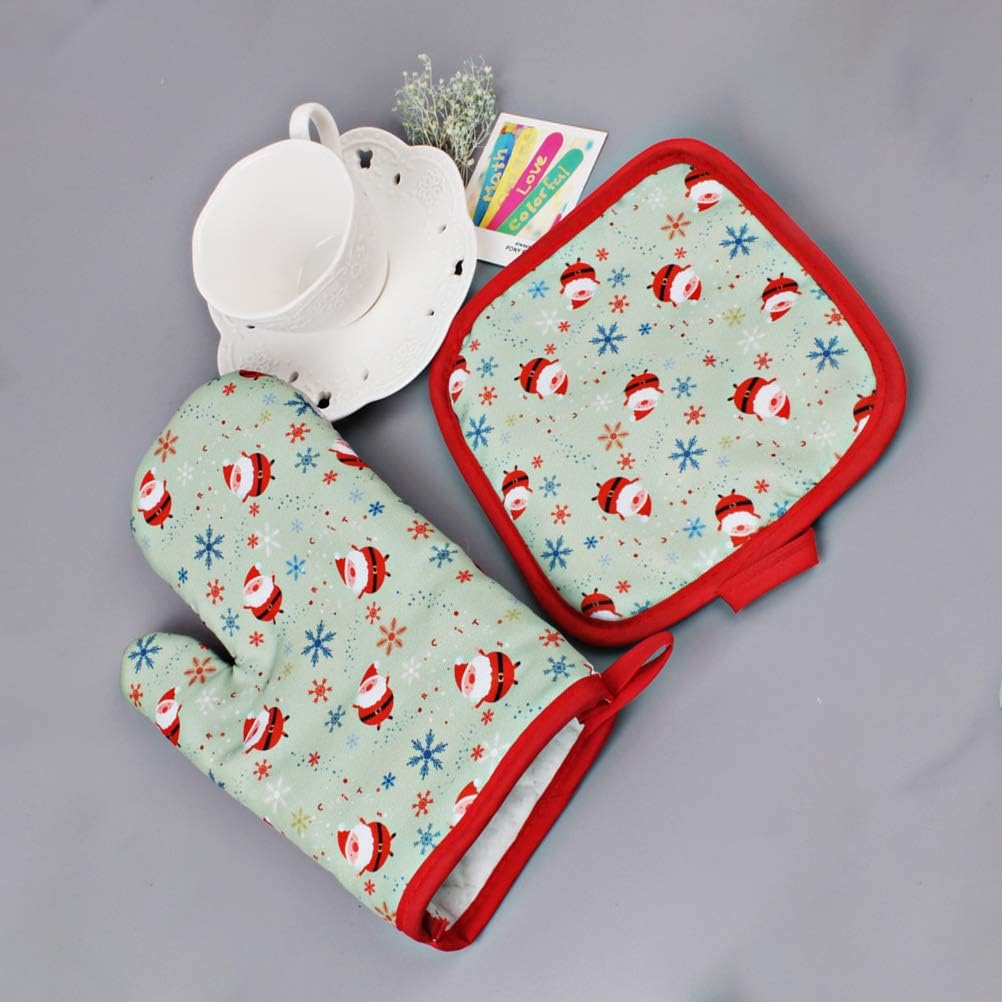 2 Piece Set: Oven Mitts, Microwave Mat, Baking Gloves, Oven Pads - Heat Resistant Kitchen Accessories
