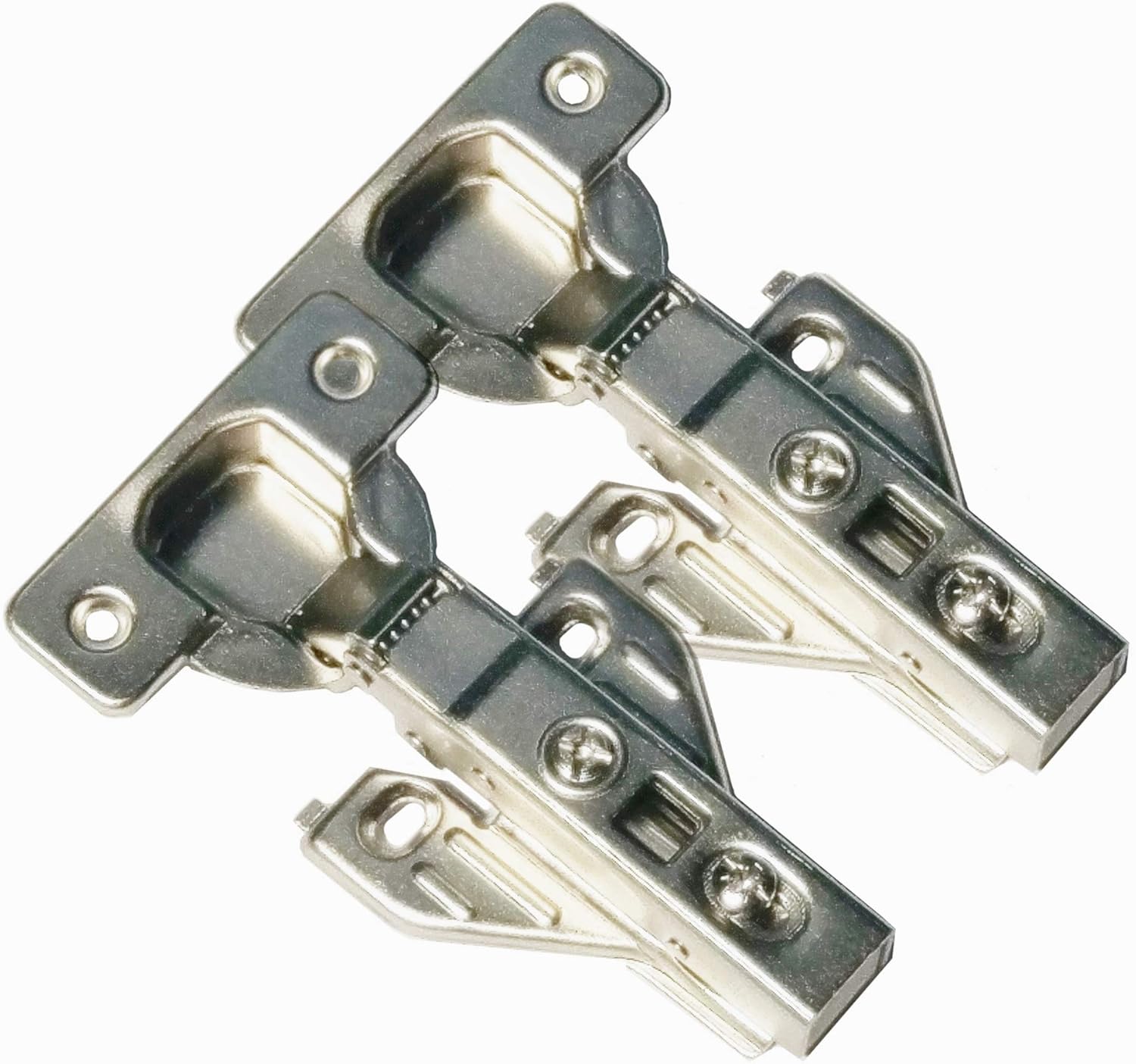 2 Piece Soft Close Hinges 105 Degree for Frameless Cabinets - Full Overlay, Mounting Plates Included - 1 Pair Kitchen Cabinet Hardware