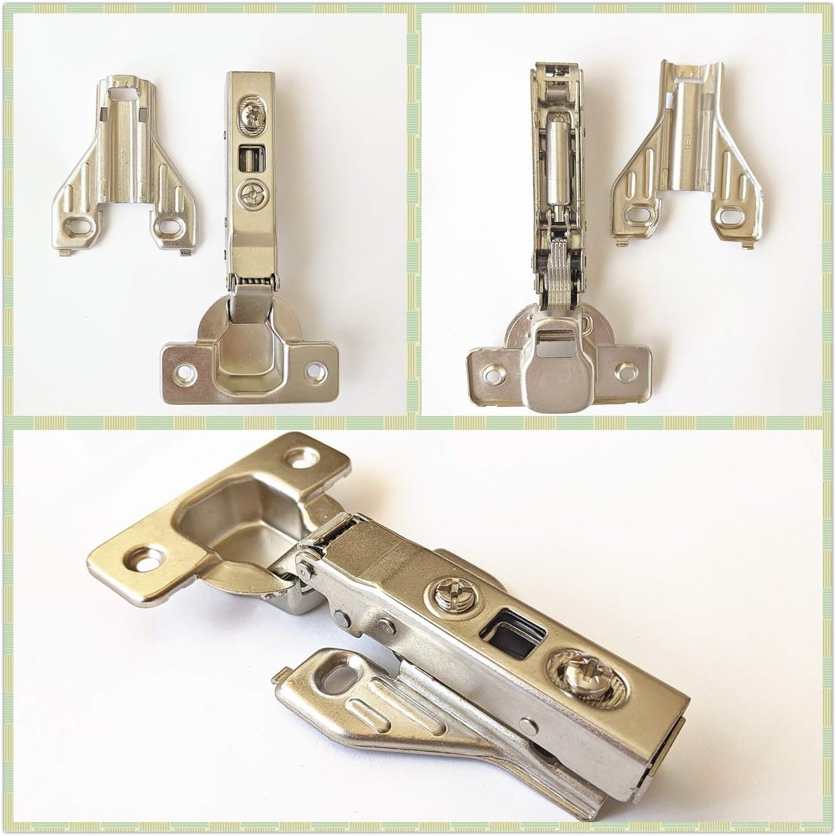 2 Piece Soft Close Hinges 105 Degree for Frameless Cabinets - Full Overlay, Mounting Plates Included - 1 Pair Kitchen Cabinet Hardware