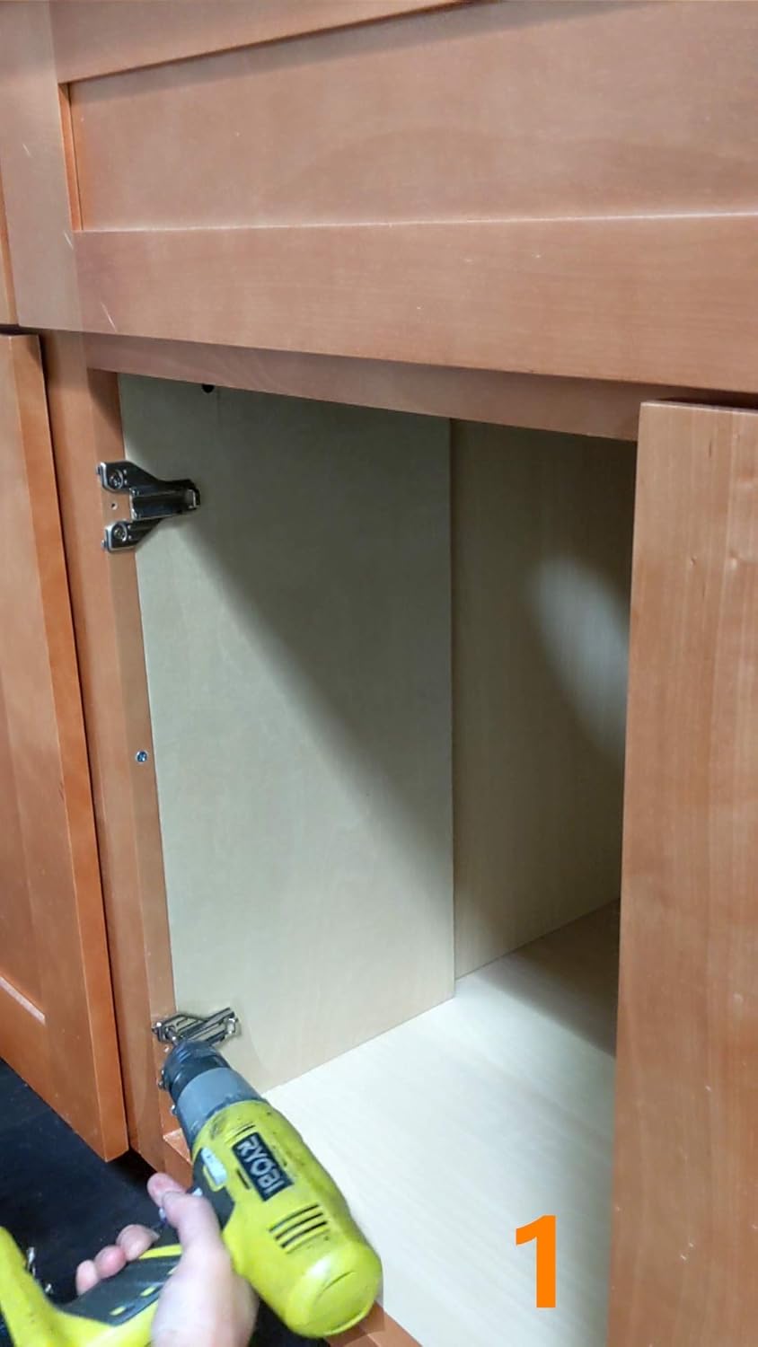 2 Piece Soft Close Hinges 105 Degree for Frameless Cabinets - Full Overlay, Mounting Plates Included - 1 Pair Kitchen Cabinet Hardware