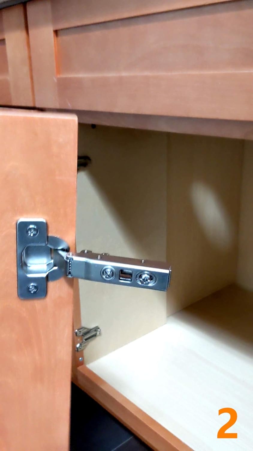 2 Piece Soft Close Hinges 105 Degree for Frameless Cabinets - Full Overlay, Mounting Plates Included - 1 Pair Kitchen Cabinet Hardware