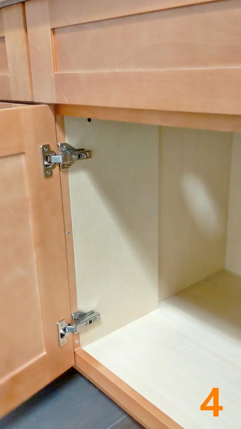 2 Piece Soft Close Hinges 105 Degree for Frameless Cabinets - Full Overlay, Mounting Plates Included - 1 Pair Kitchen Cabinet Hardware