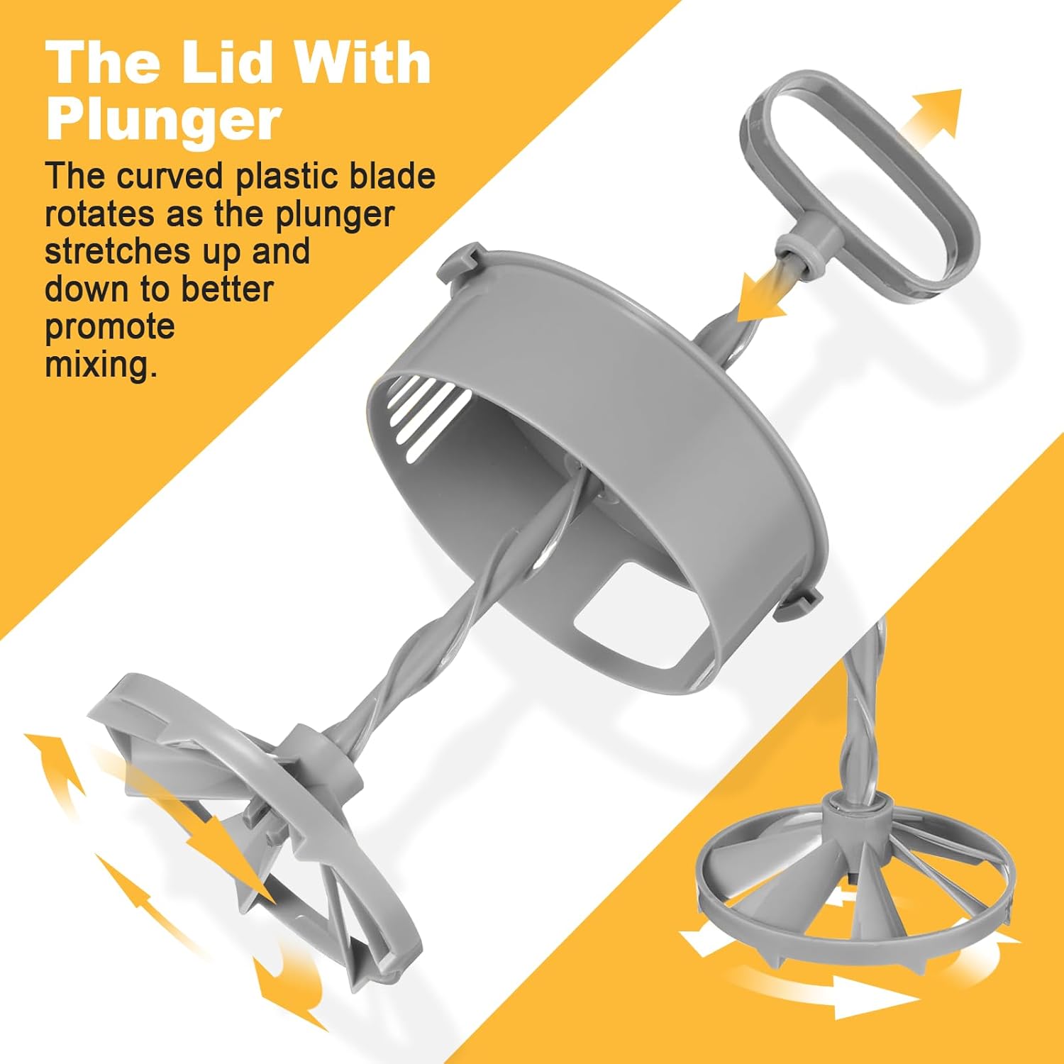 2 Quart Mixing Pitcher with Lid and Adjustable Mixer Plunger for Drinks - Perfect for Juice, Powdered Milk, and Beverages