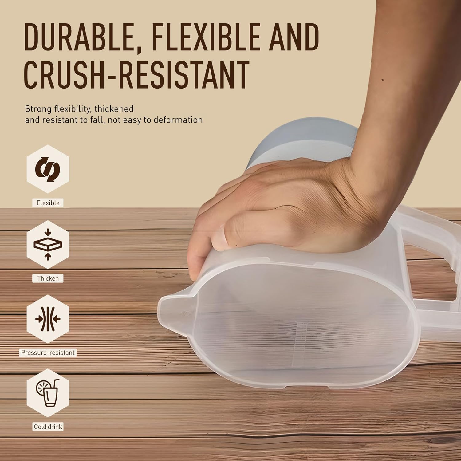 2 Quart Mixing Pitcher with Lid and Mixer Plunger for Drinks, Juice, Tea, Milk - BPA-Free Plastic Water Pitcher with Angled Blades - Beverage Container